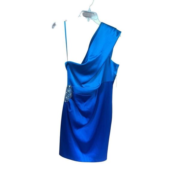Jessica Howard  Evening One Shoulder/appliqué Dress Sz 8 Blues NWT - Picture 1 of 8